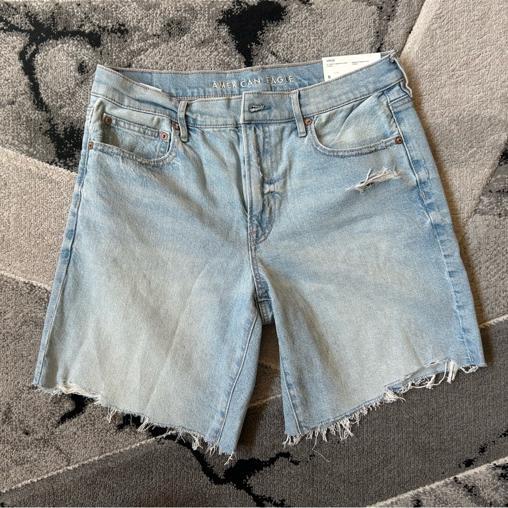 American Eagle Outfitters Light Wash Distressed Denim Shorts